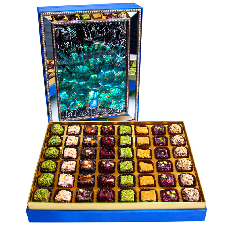 Mixed Special Turkish Delight 800g in Gift Box - Mirrored Peacock - 1