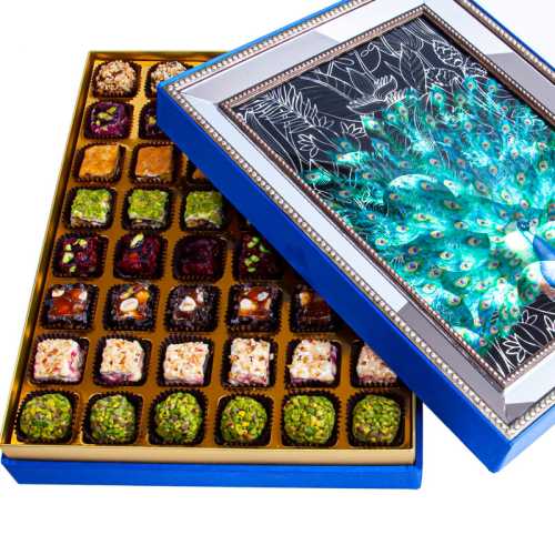 Mixed Special Turkish Delight 800g in Gift Box - Mirrored Peacock - 2