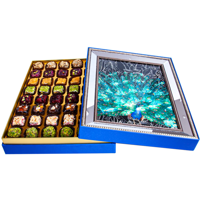 Mixed Special Turkish Delight 800g in Gift Box - Mirrored Peacock - 3